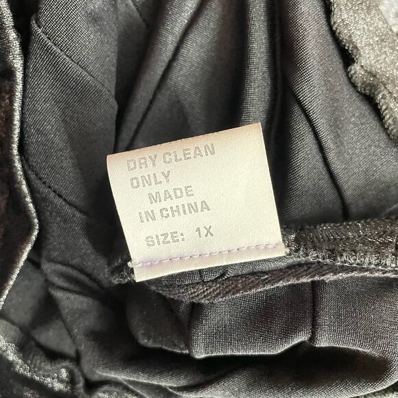 Tadashi Metallic Gray Surplice V-Neck Pleated V Neck Knit Dressy Top womens 1X - Picture 9 of 9